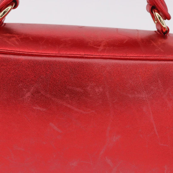 Miu Miu Matelasse Vanity Shoulder Bag Leather 2way Red Gold Auth 182585A