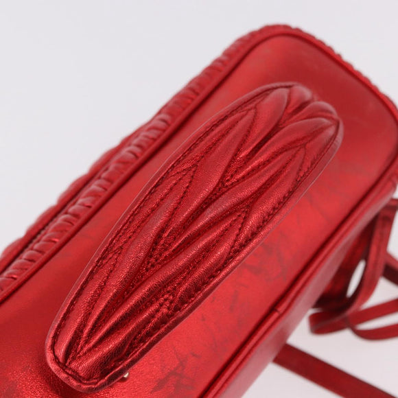 Miu Miu Matelasse Vanity Shoulder Bag Leather 2way Red Gold Auth 182585A
