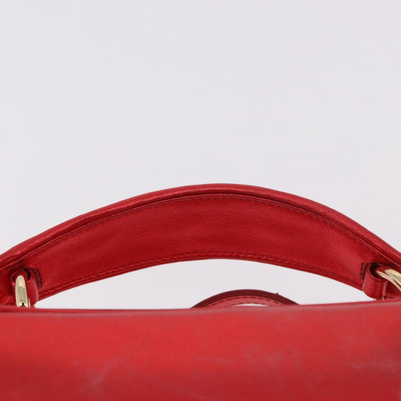 Miu Miu Matelasse Vanity Shoulder Bag Leather 2way Red Gold Auth 182585A