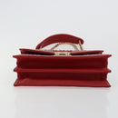 Miu Miu Matelasse Chain Shoulder Bag Leather Red Gold Auth 182586V-5