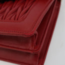 Miu Miu Matelasse Chain Shoulder Bag Leather Red Gold Auth 182586V-15