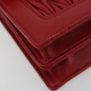 Miu Miu Matelasse Chain Shoulder Bag Leather Red Gold Auth 182586V-16