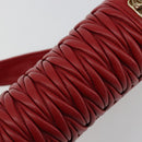 Miu Miu Matelasse Chain Shoulder Bag Leather Red Gold Auth 182586V-9