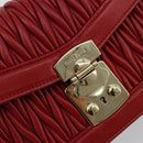 Miu Miu Matelasse Chain Shoulder Bag Leather Red Gold Auth 182586V-20