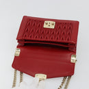 Miu Miu Matelasse Chain Shoulder Bag Leather Red Gold Auth 182586V-21