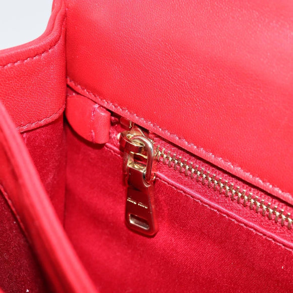 Miu Miu Matelasse Chain Shoulder Bag Leather Red Gold Auth 182586V