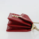 Miu Miu Matelasse Chain Shoulder Bag Leather Red Gold Auth 182586V-3