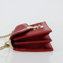 Miu Miu Matelasse Chain Shoulder Bag Leather Red Gold Auth 182586V-4