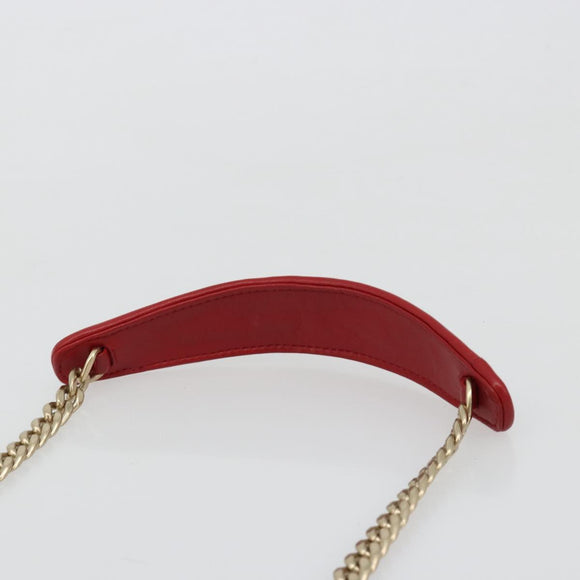 Miu Miu Matelasse Chain Shoulder Bag Leather Red Gold Auth 182586V