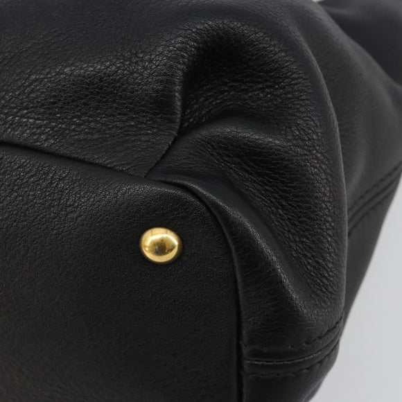Miu Miu Hand Bag Leather 2way Black Gold Auth 182587V