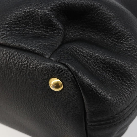 Miu Miu Hand Bag Leather 2way Black Gold Auth 182587V