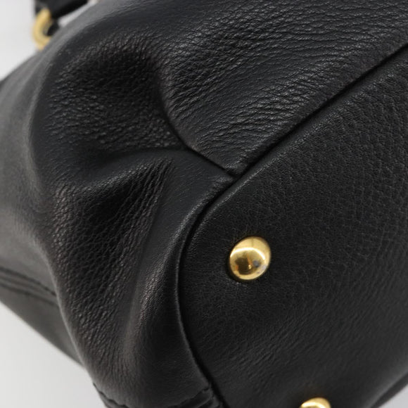 Miu Miu Hand Bag Leather 2way Black Gold Auth 182587V