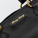 Miu Miu Hand Bag Leather 2way Black Gold Auth 182587V-19