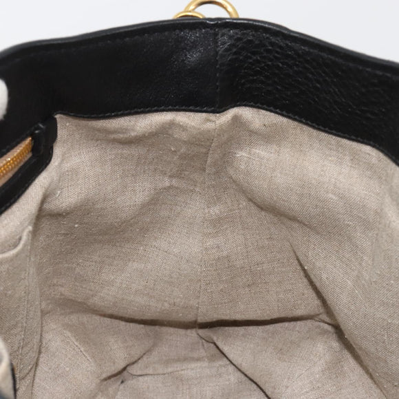 Miu Miu Hand Bag Leather 2way Black Gold Auth 182587V