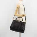 Miu Miu Hand Bag Leather 2way Black Gold Auth 182587V-26