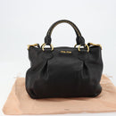 Miu Miu Hand Bag Leather 2way Black Gold Auth 182587V-12