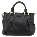 Miu Miu Hand Bag Leather 2way Black Gold Auth 182587V-2