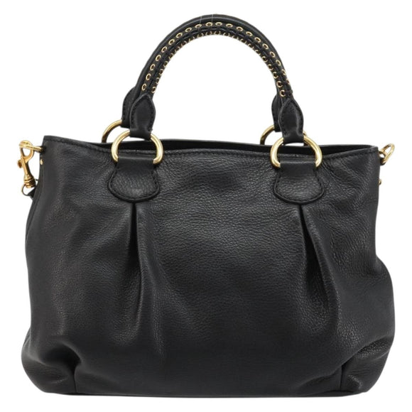 Miu Miu Hand Bag Leather 2way Black Gold Auth 182587V