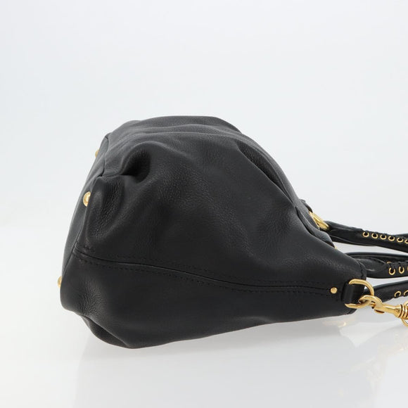 Miu Miu Hand Bag Leather 2way Black Gold Auth 182587V