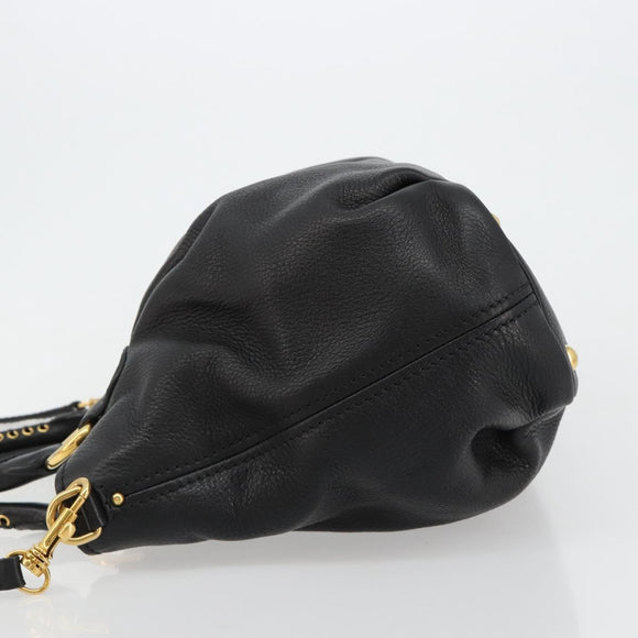 Miu Miu Hand Bag Leather 2way Black Gold Auth 182587V