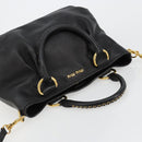 Miu Miu Hand Bag Leather 2way Black Gold Auth 182587V-6