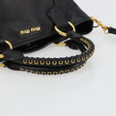 Miu Miu Hand Bag Leather 2way Black Gold Auth 182587V-7