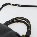 Miu Miu Hand Bag Leather 2way Black Gold Auth 182587V-14