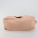 FENDI Mamma Baguette Schultertasche Leder Rosa Silber Auth 182588-10