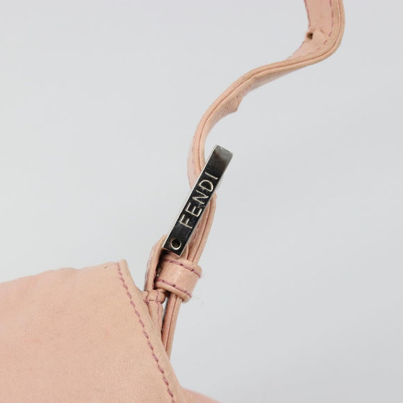 FENDI Mamma Baguette Schultertasche Leder Rosa Silber Auth 182588