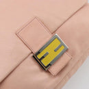 FENDI Mamma Baguette Schultertasche Leder Rosa Silber Auth 182588-16