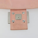 FENDI Mamma Baguette Schultertasche Leder Rosa Silber Auth 182588-18