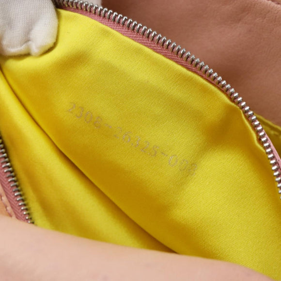 FENDI Mamma Baguette Schultertasche Leder Rosa Silber Auth 182588