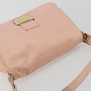 FENDI Mamma Baguette Schultertasche Leder Rosa Silber Auth 182588-6