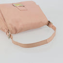 FENDI Mamma Baguette Schultertasche Leder Rosa Silber Auth 182588-7