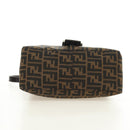 FENDI Zucca Canvas Mamma Baguette Shoulder Bag Black Brown Auth 182589V-5