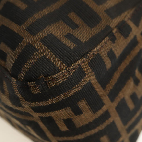 FENDI Zucca Canvas Mamma Baguette Shoulder Bag Black Brown Auth 182589V