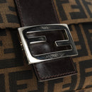 FENDI Zucca Canvas Mamma Baguette Shoulder Bag Black Brown Auth 182589V-9