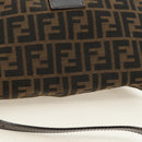 FENDI Zucca Canvas Mamma Baguette Shoulder Bag Black Brown Auth 182589V-6