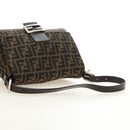 FENDI Zucca Canvas Mamma Baguette Shoulder Bag Black Brown Auth 182589V-7