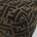 FENDI Zucca Canvas Mamma Baguette Schoudertas Zwart Bruin Auth 182590M-12