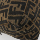 FENDI Zucca Canvas Mamma Baguette Schoudertas Zwart Bruin Auth 182590M-13