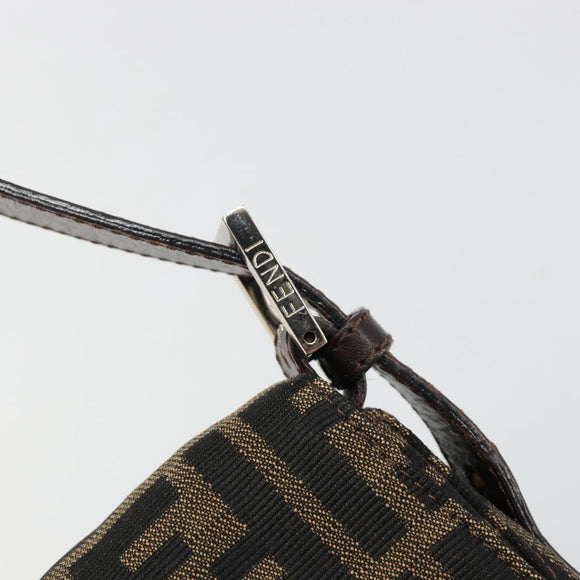 FENDI Zucca Canvas Mamma Baguette Schoudertas Zwart Bruin Auth 182590M