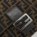 FENDI Zucca Canvas Mamma Baguette Schoudertas Zwart Bruin Auth 182590M-15