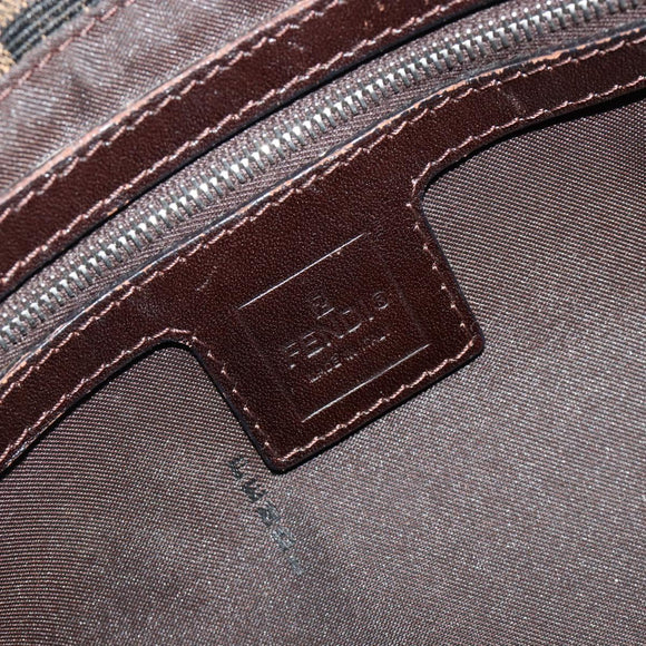 FENDI Zucca Canvas Mamma Baguette Schoudertas Zwart Bruin Auth 182590M