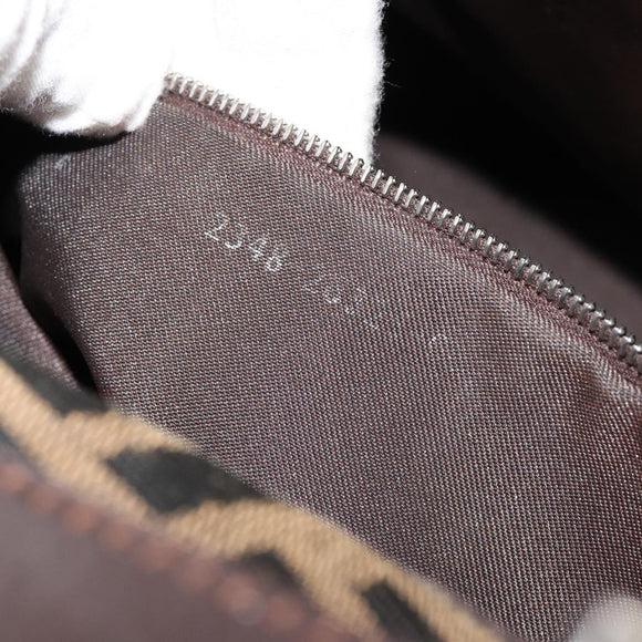 FENDI Zucca Canvas Mamma Baguette Schoudertas Zwart Bruin Auth 182590M