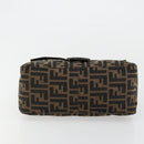 FENDI Zucca Canvas Mamma Baguette Schoudertas Zwart Bruin Auth 182590M-9