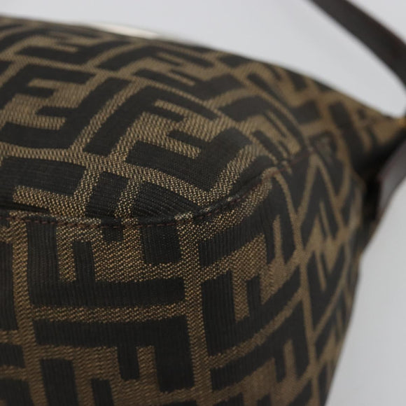 FENDI Zucca Canvas Mamma Baguette Shoulder Bag Black Brown Auth 182591A