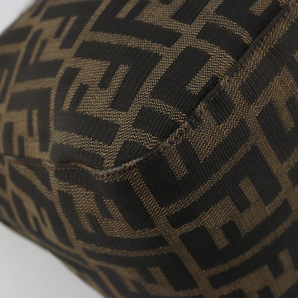 FENDI Zucca Canvas Mamma Baguette Shoulder Bag Black Brown Auth 182591A