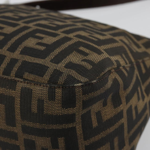 FENDI Zucca Canvas Mamma Baguette Shoulder Bag Black Brown Auth 182591A