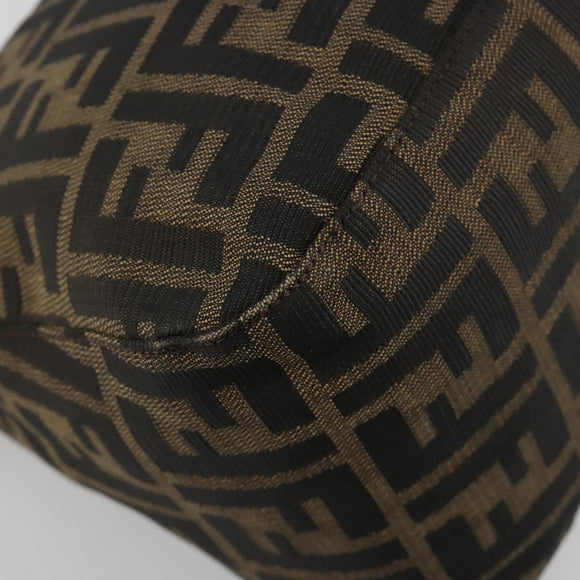 FENDI Zucca Canvas Mamma Baguette Shoulder Bag Black Brown Auth 182591A